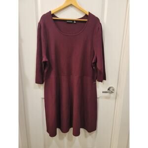 Nina Leonard  Fit & Flare Sweater Dress in Merlot